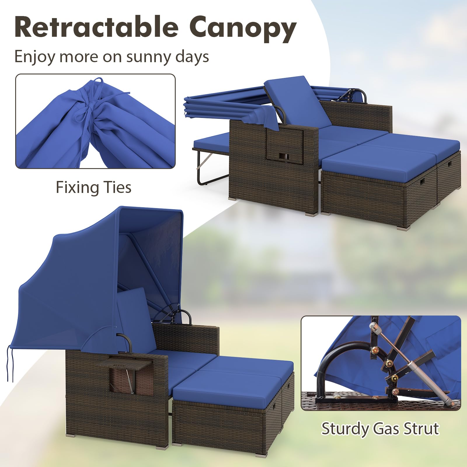 Outdoor Daybed Sofa Set with Canopy