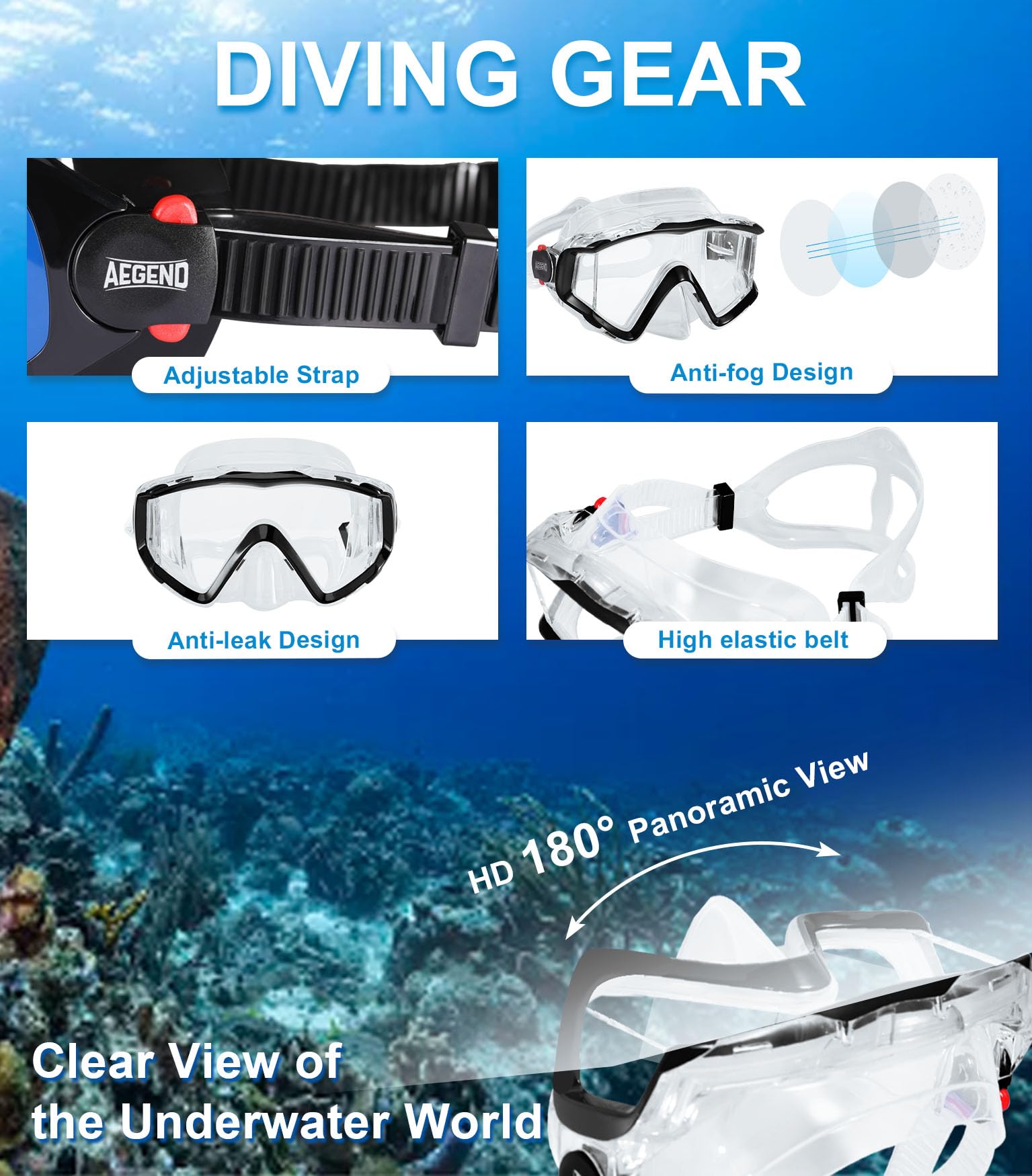 Snorkeling Set with Dry Top Mask