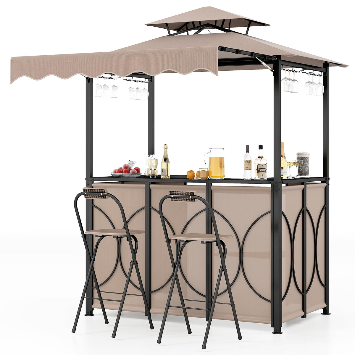 3-Piece Patio Bar Set with Awning