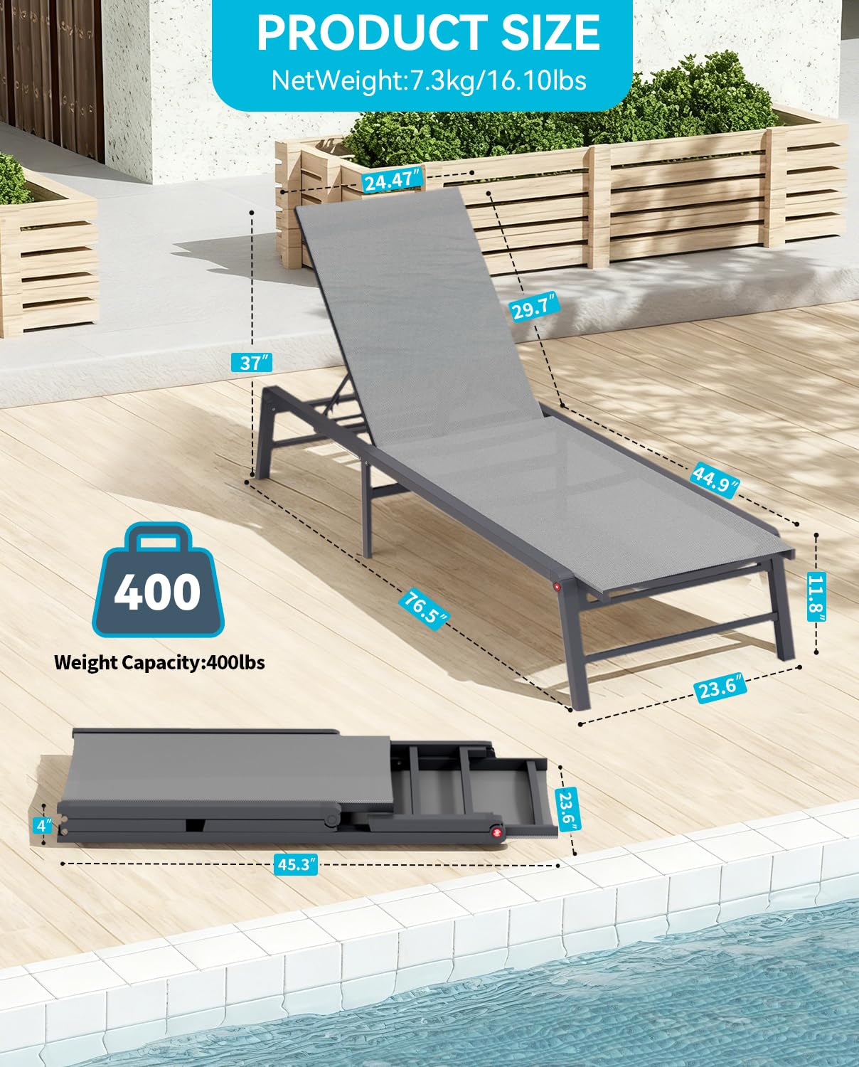Aluminum Outdoor Chaise Lounge Set