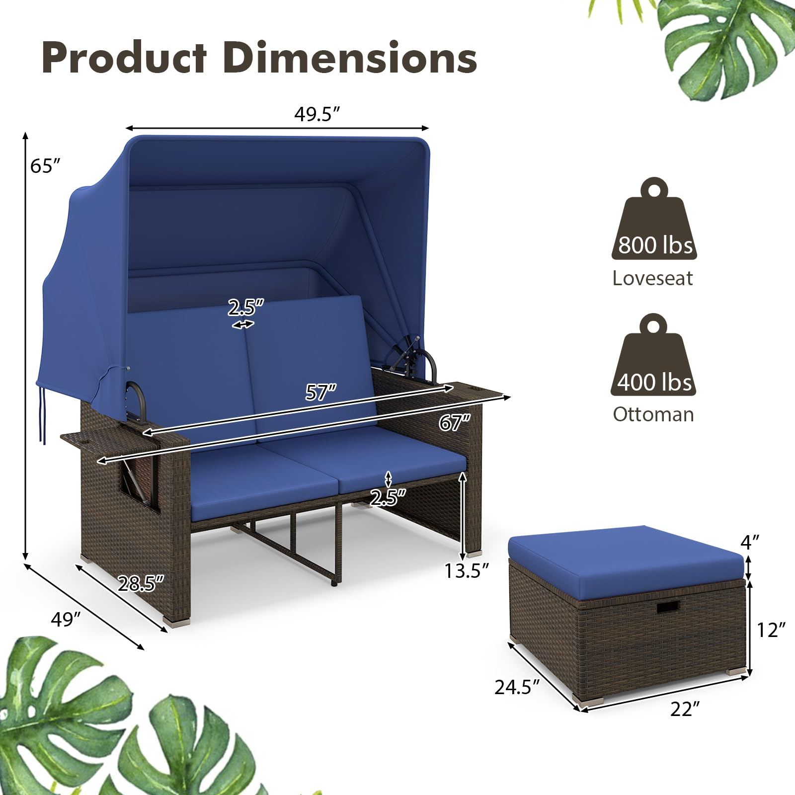 Outdoor Daybed Sofa Set with Canopy