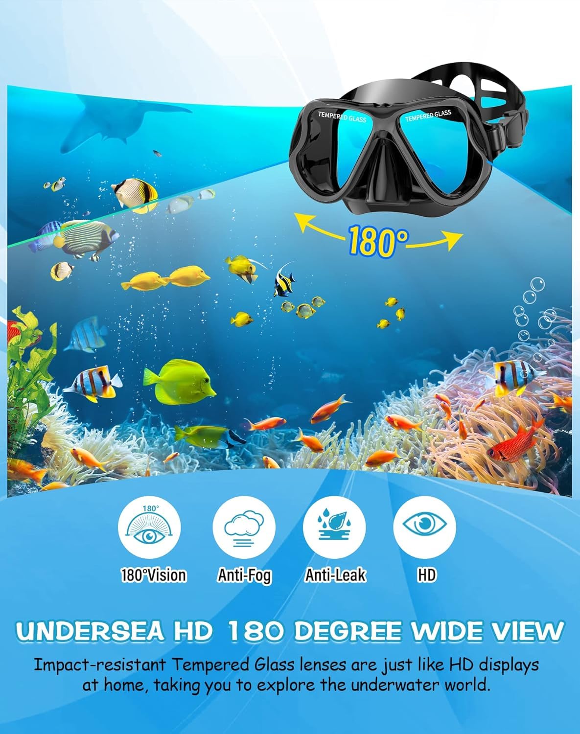 Dry Snorkel Set with Panoramic Mask
