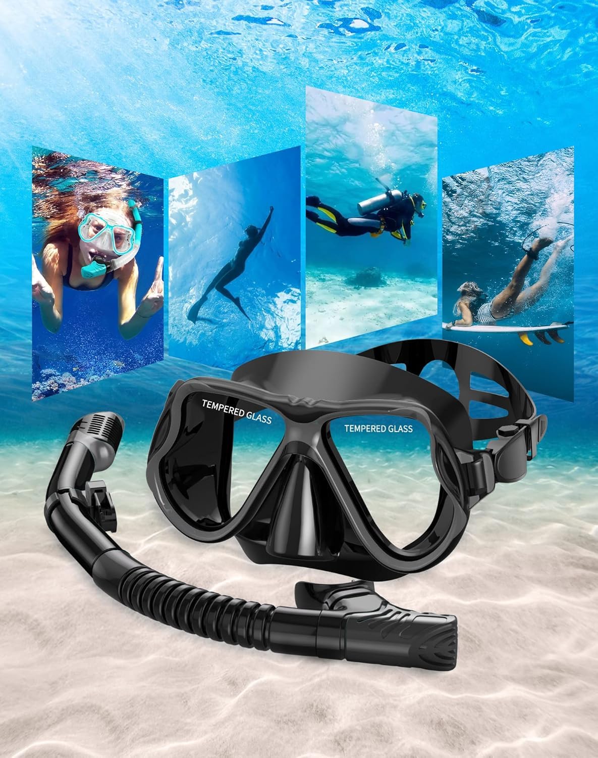 Dry Snorkel Set with Panoramic Mask