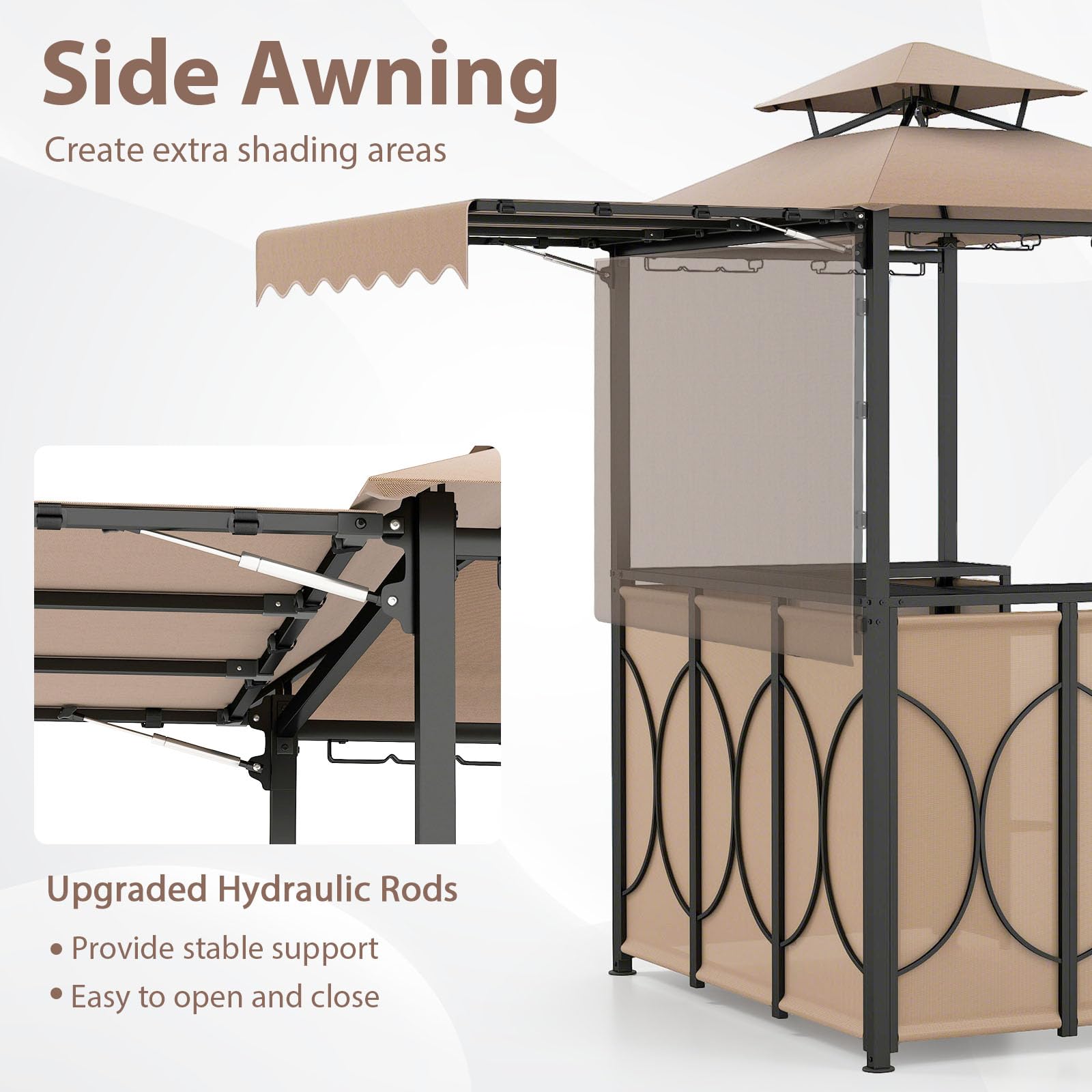 3-Piece Patio Bar Set with Awning