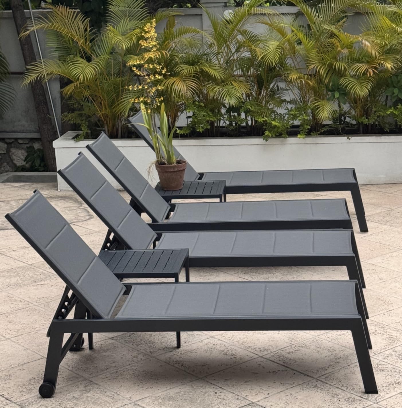 Outdoor Chaise Lounge Set with Table