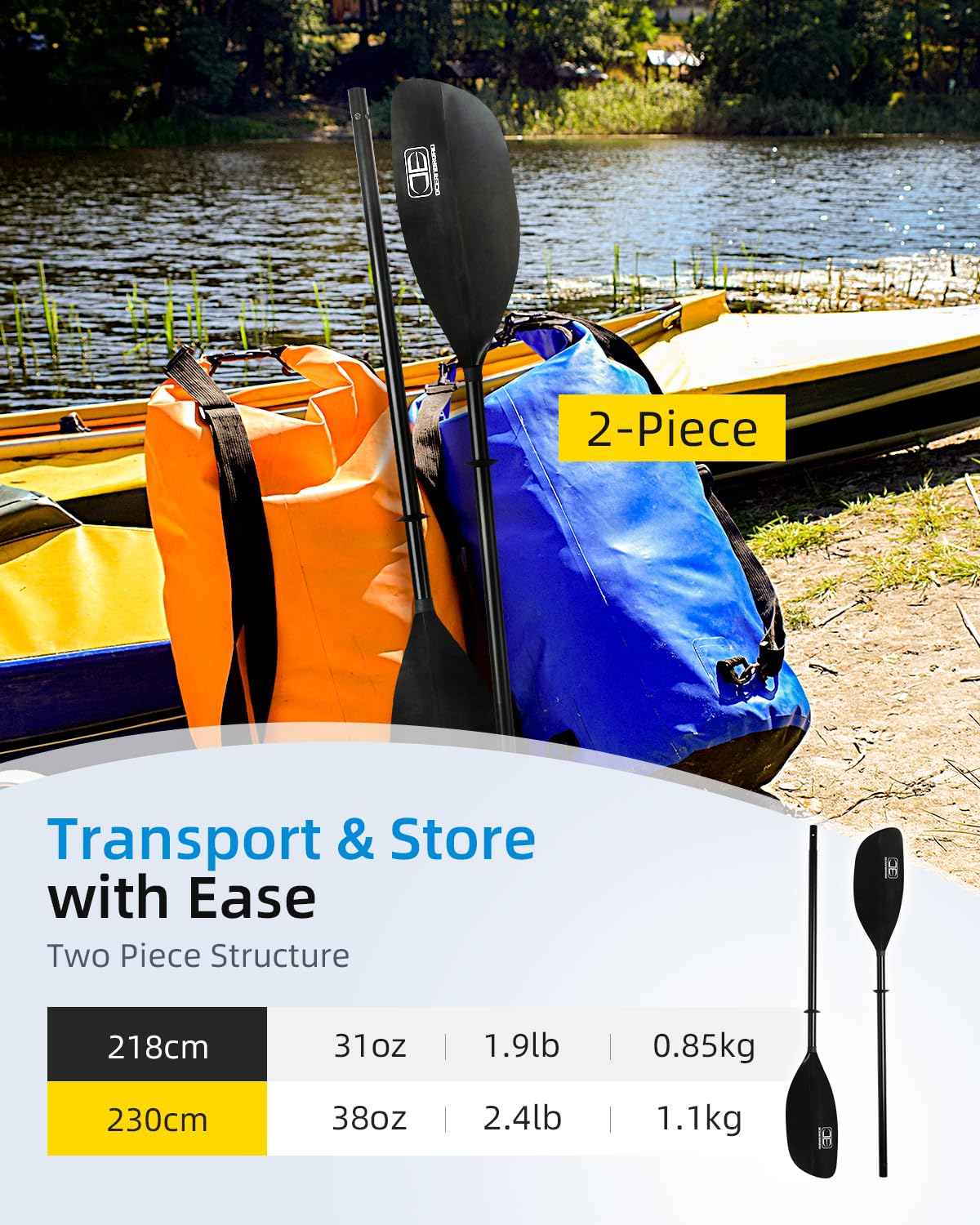 2-Piece Floating Kayak Paddle