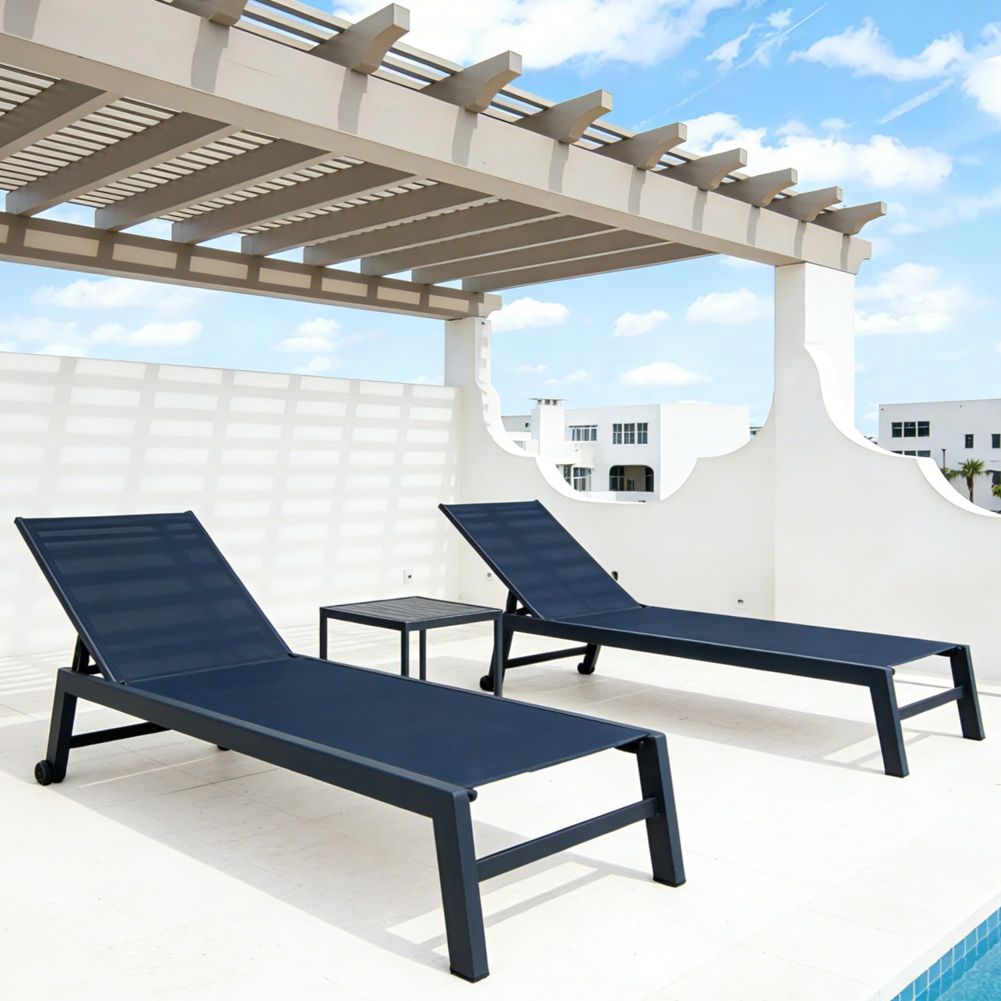 Outdoor Chaise Lounge Set with Table