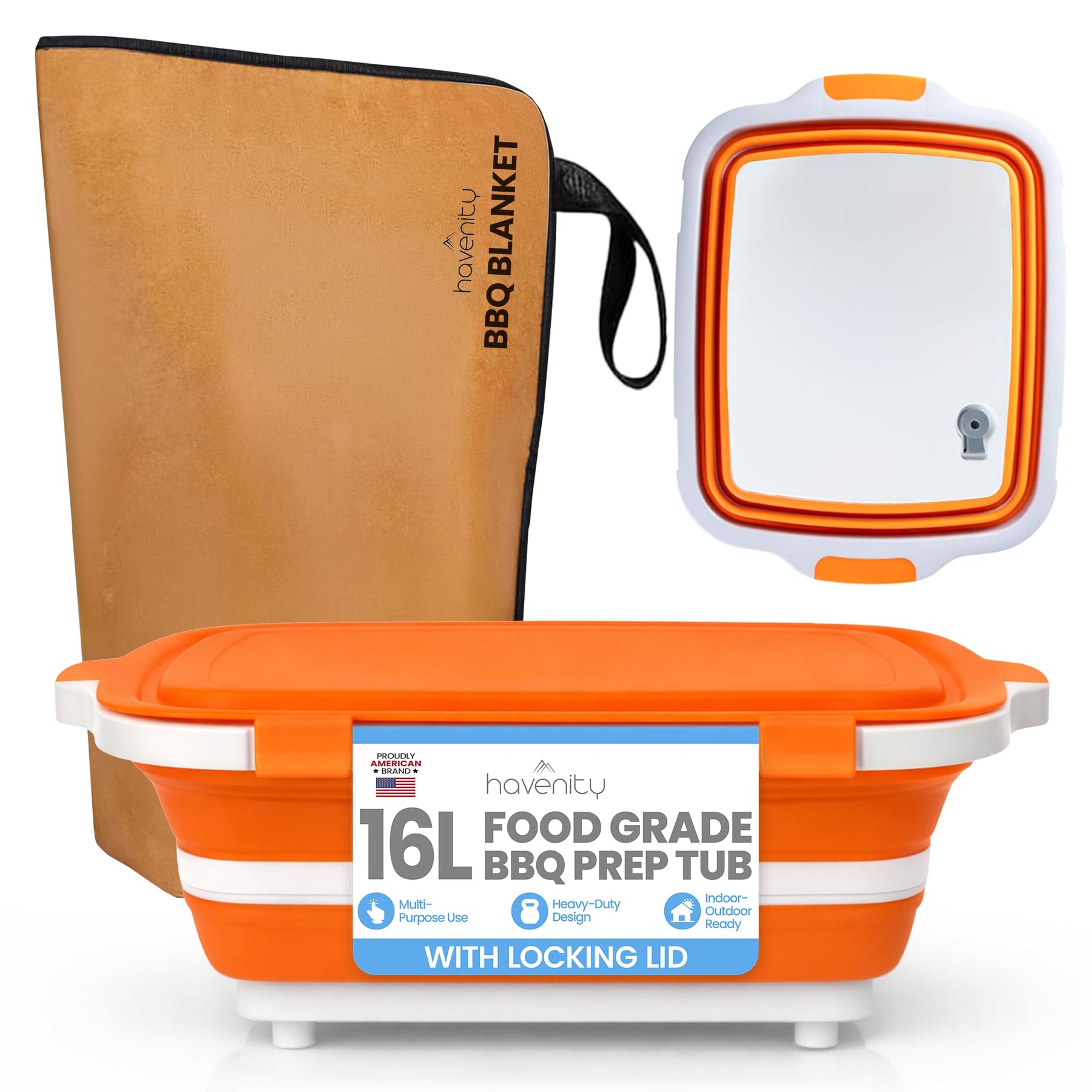 16L BBQ Prep Tub with Cutting Board