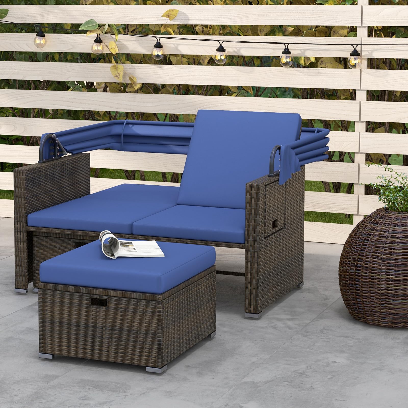 Outdoor Daybed Sofa Set with Canopy