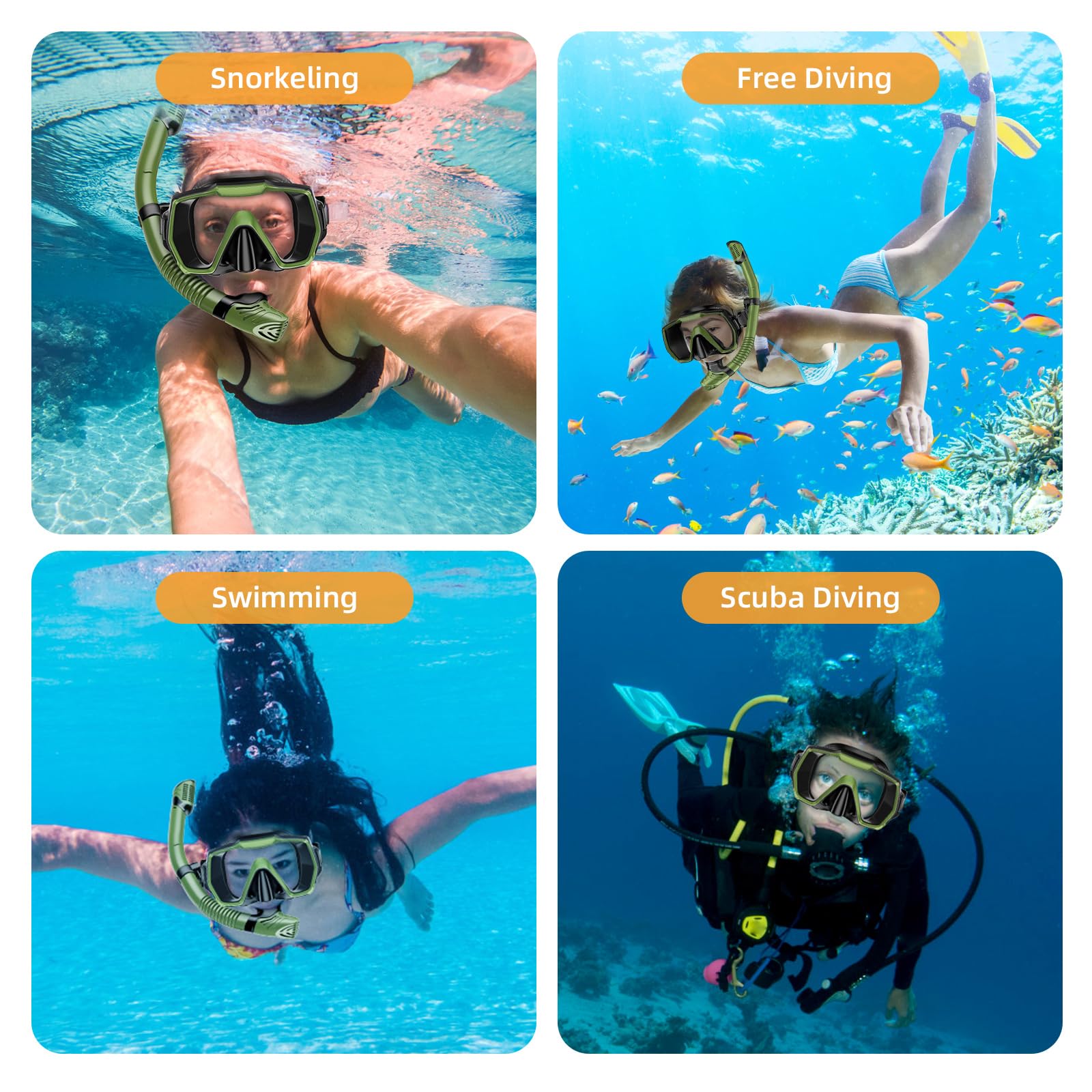 Adult Dry Top Snorkel Set