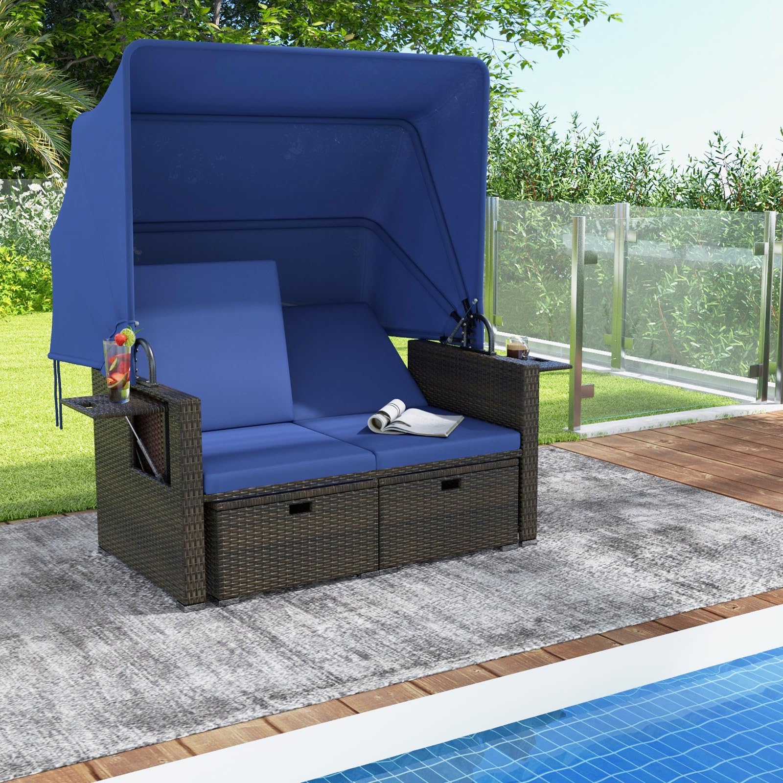 Outdoor Daybed Sofa Set with Canopy