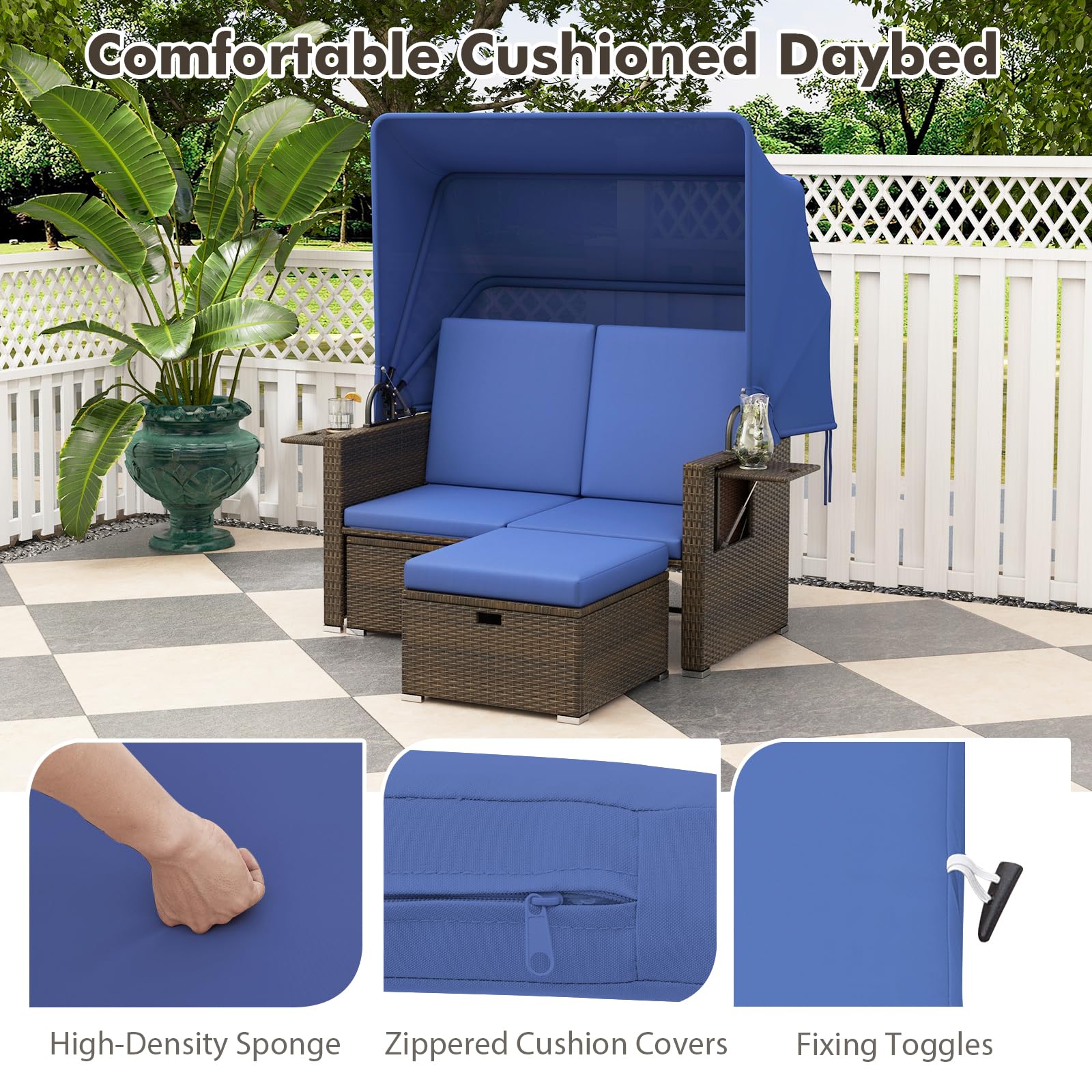 Outdoor Daybed Sofa Set with Canopy