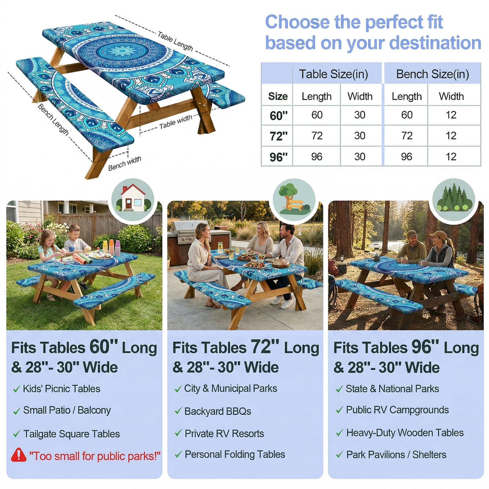 Waterproof Picnic Table Cover Set