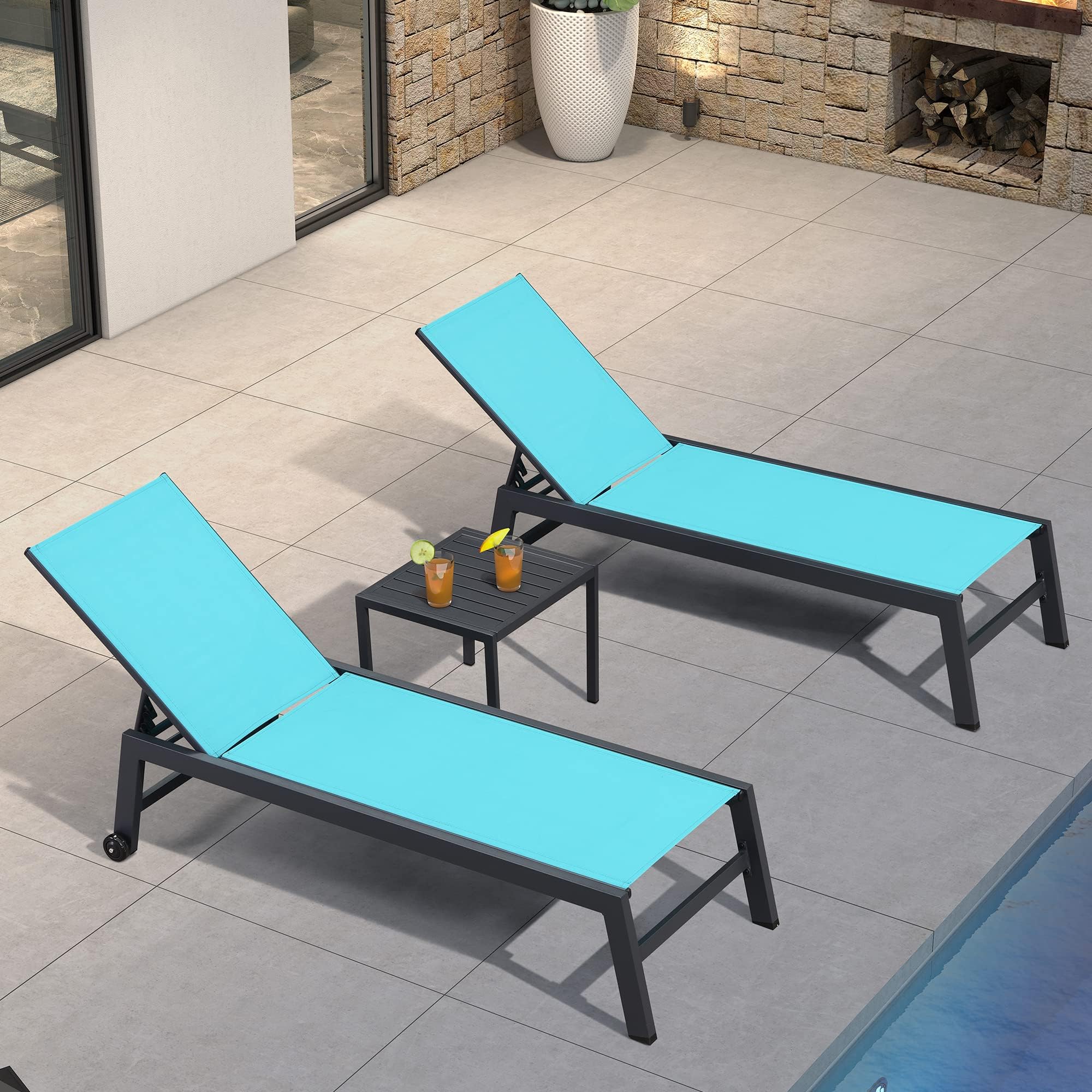 Outdoor Chaise Lounge Set with Table