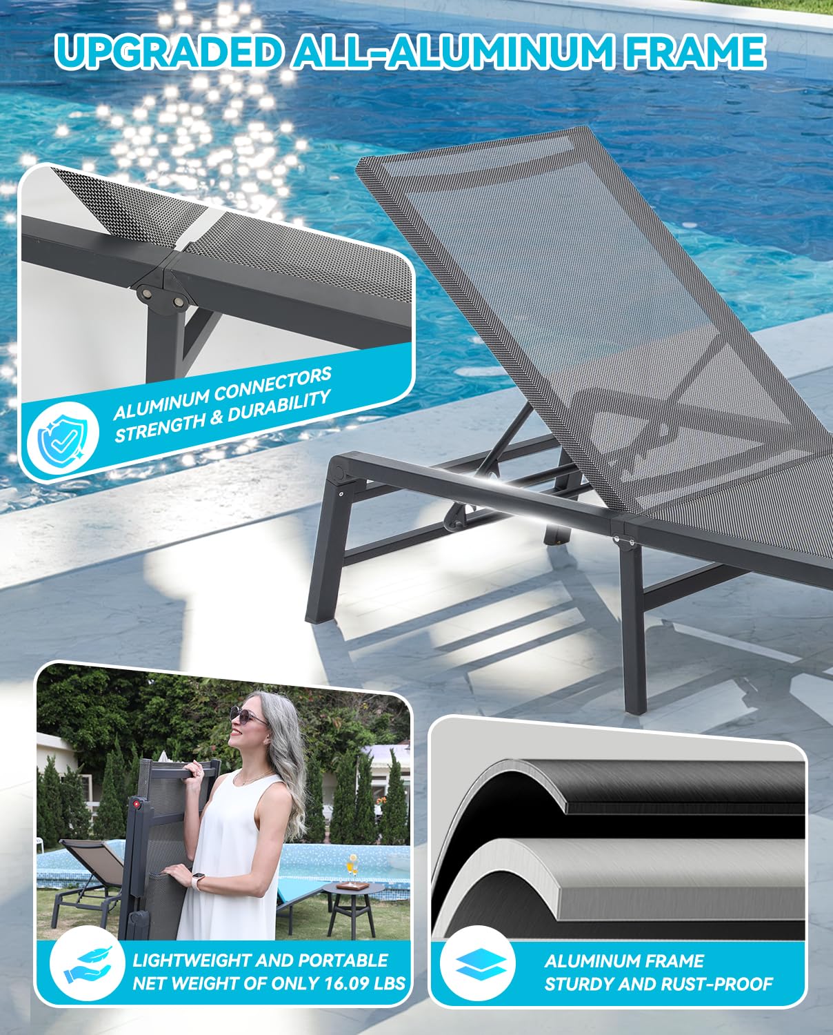 Aluminum Outdoor Chaise Lounge Set