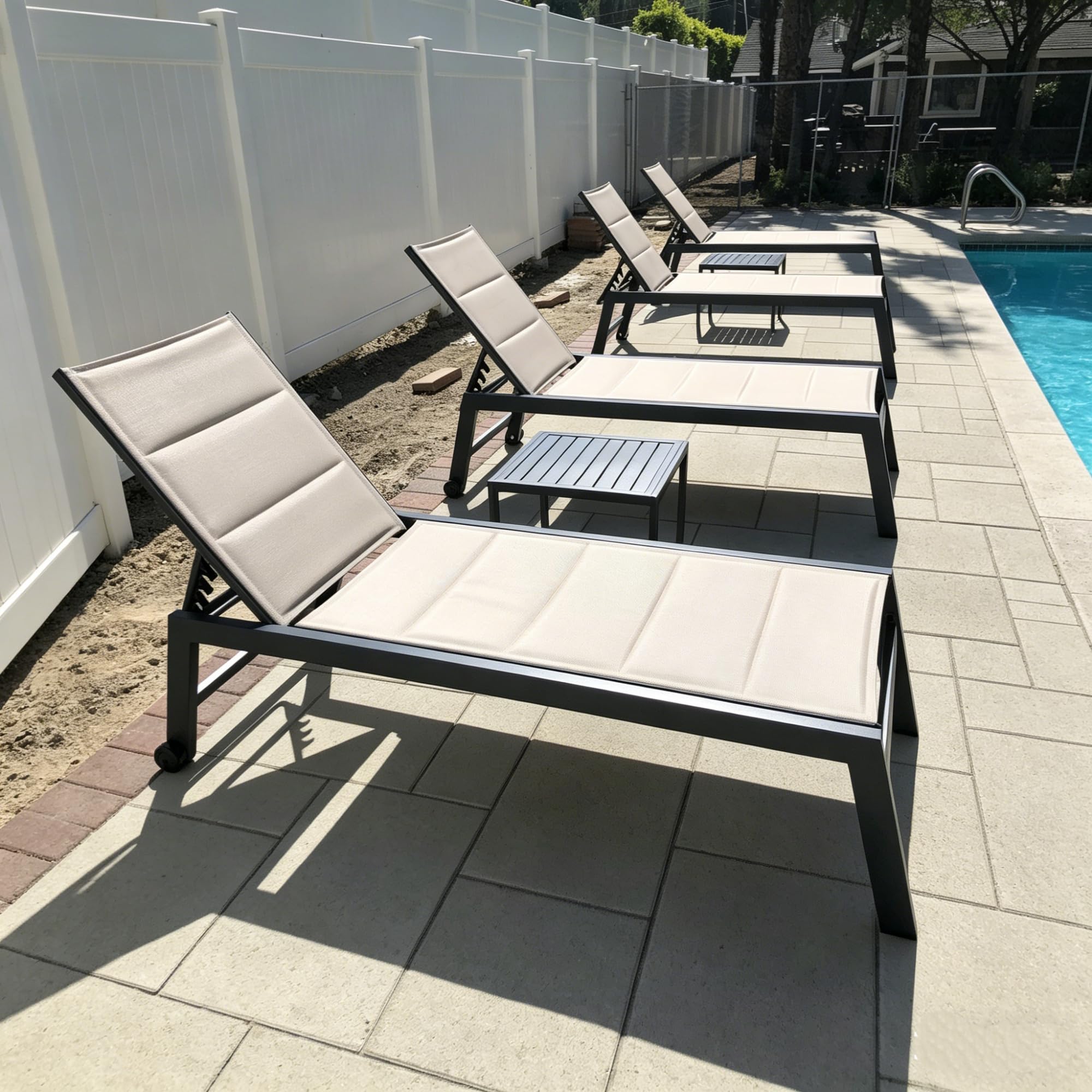 Outdoor Chaise Lounge Set with Table