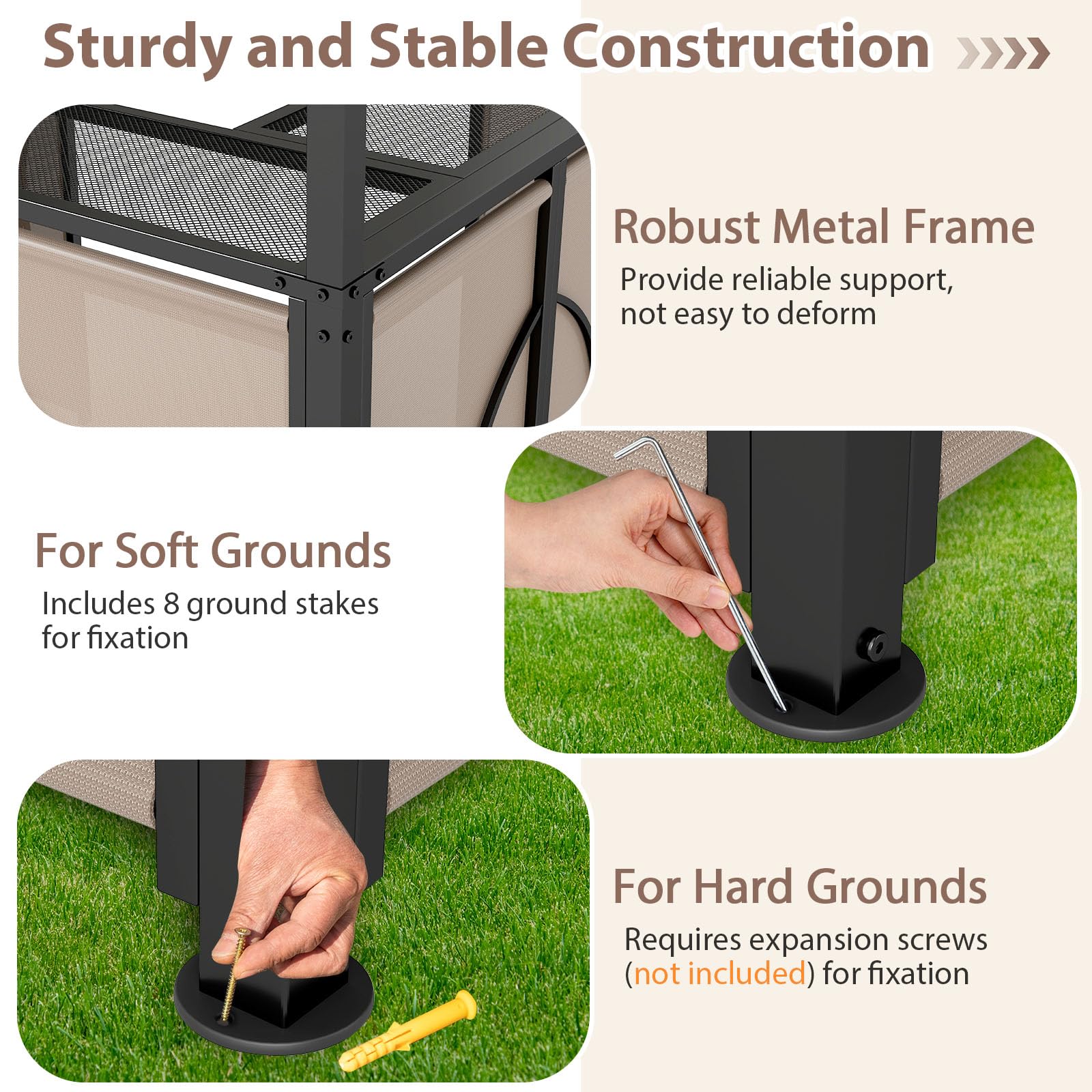 3-Piece Patio Bar Set with Awning