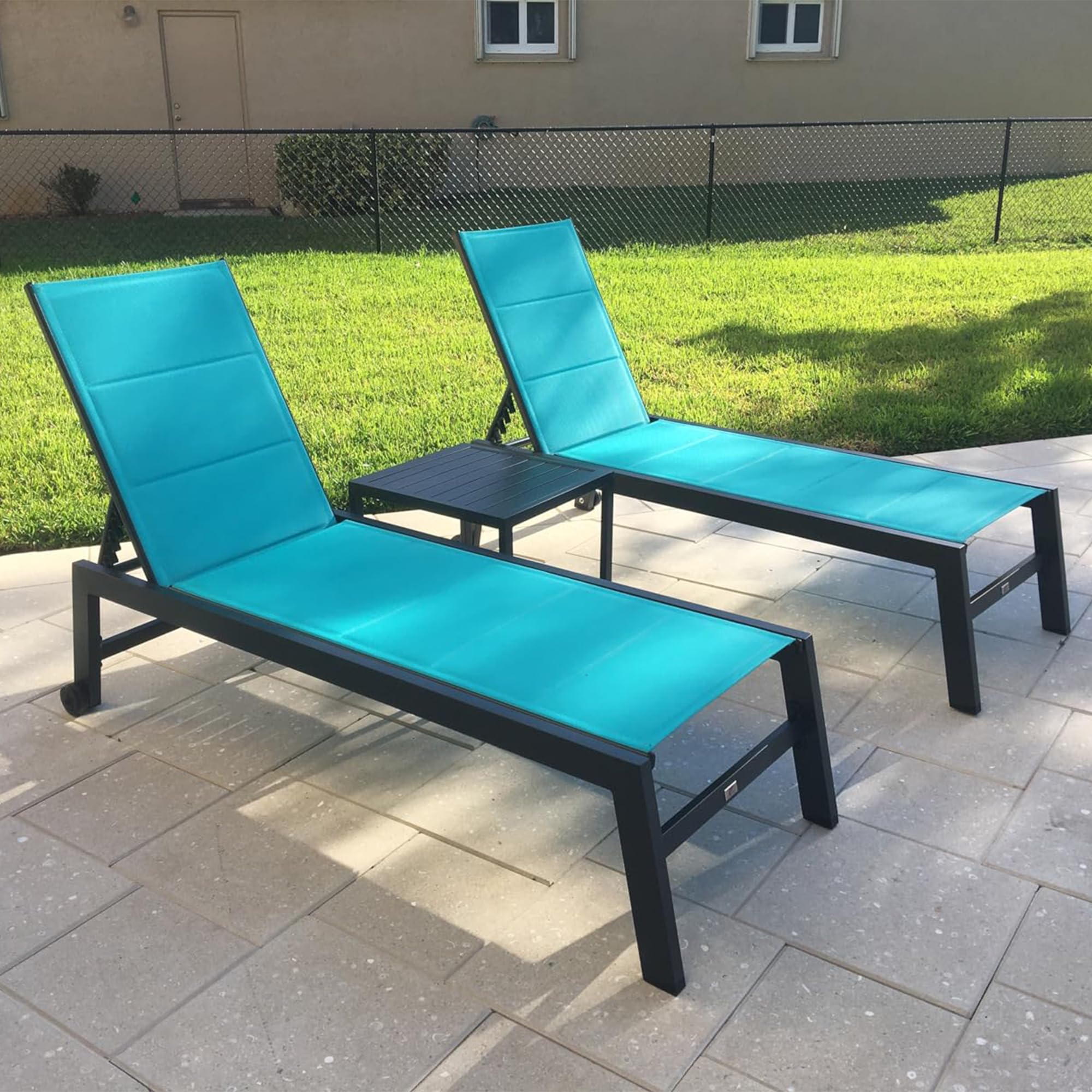 Outdoor Chaise Lounge Set with Table
