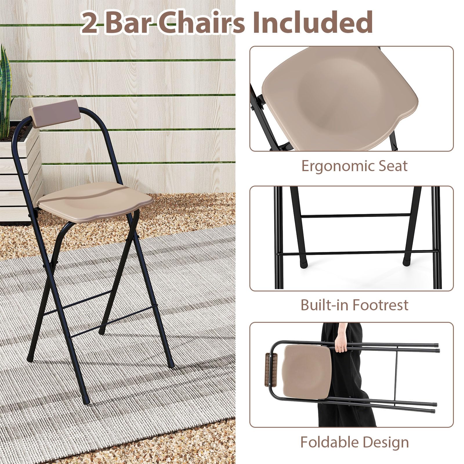3-Piece Patio Bar Set with Awning