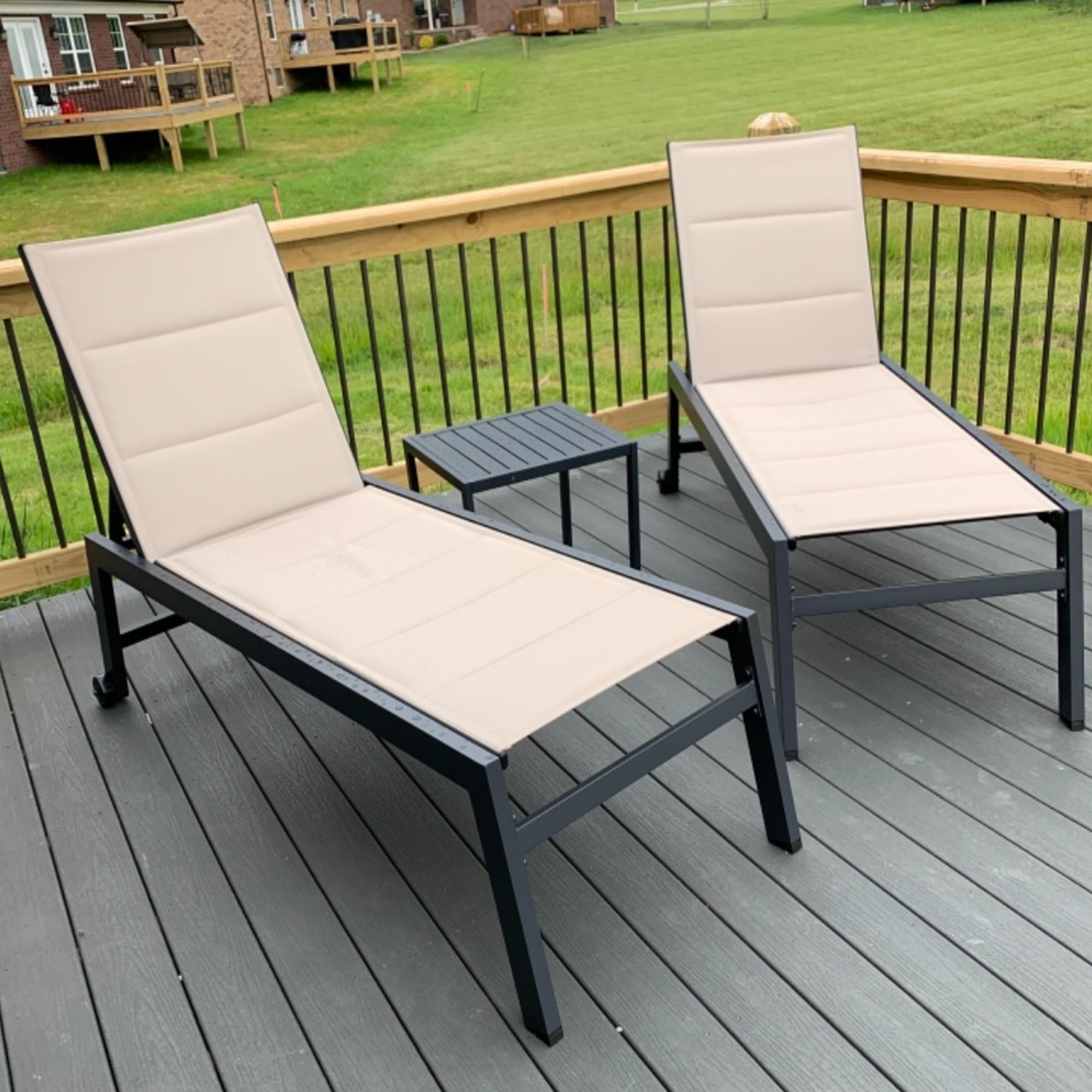 Outdoor Chaise Lounge Set with Table