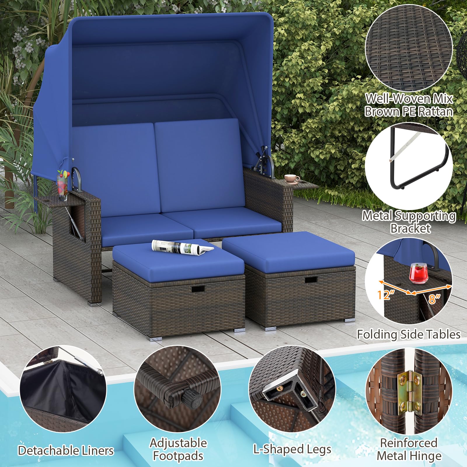 Outdoor Daybed Sofa Set with Canopy