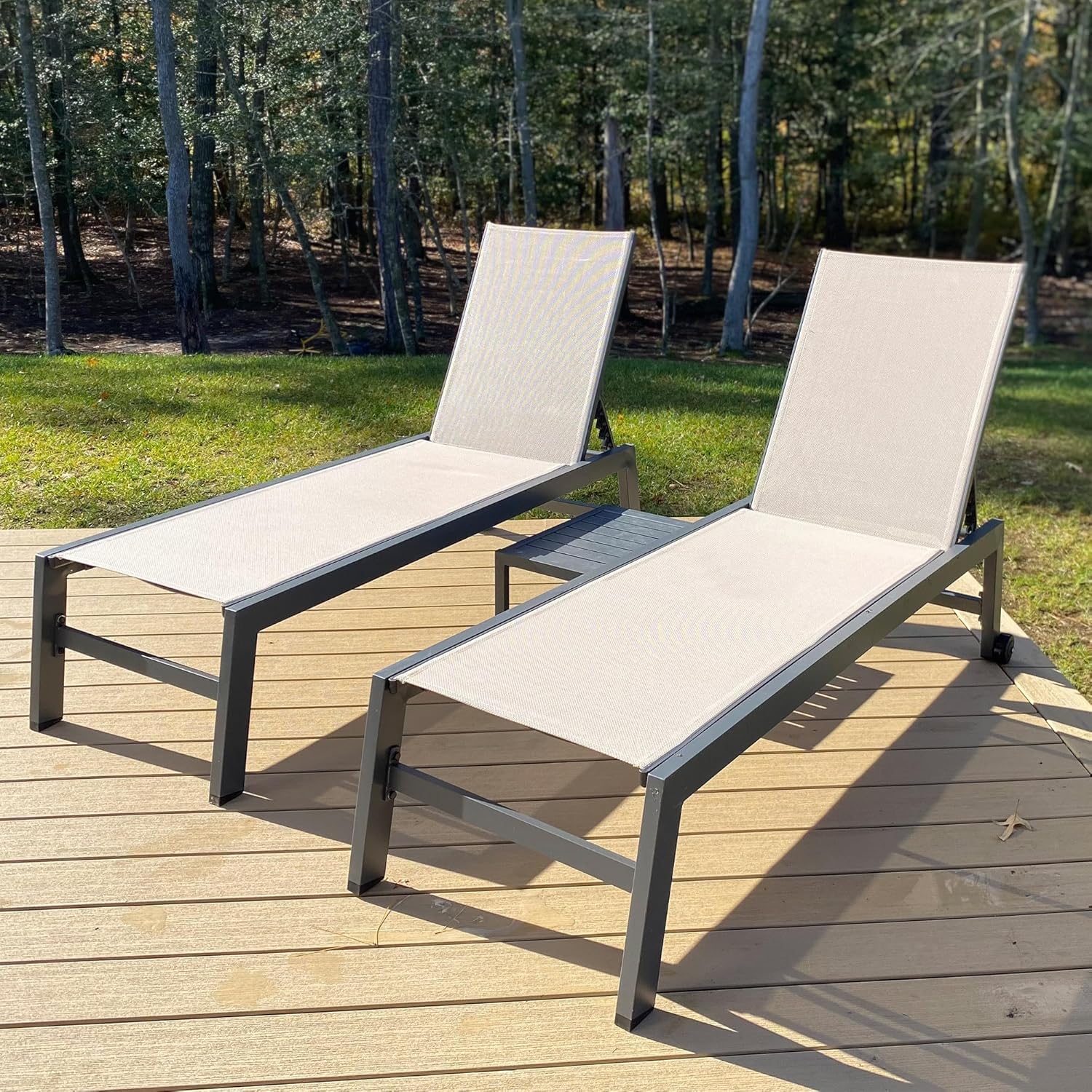Outdoor Chaise Lounge Set with Table