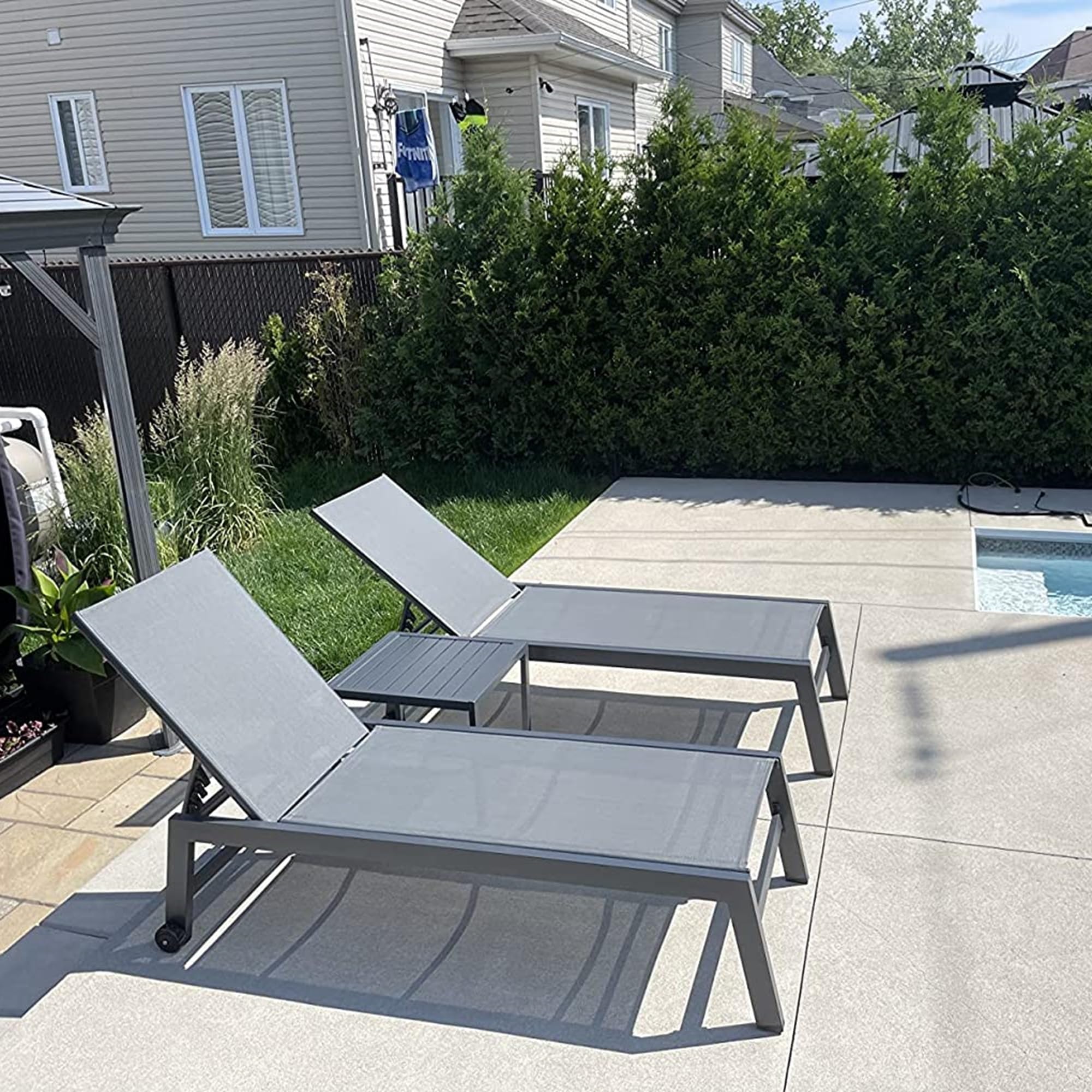 Outdoor Chaise Lounge Set with Table