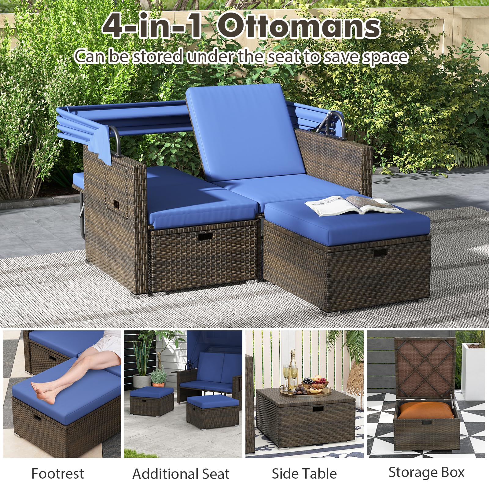 Outdoor Daybed Sofa Set with Canopy