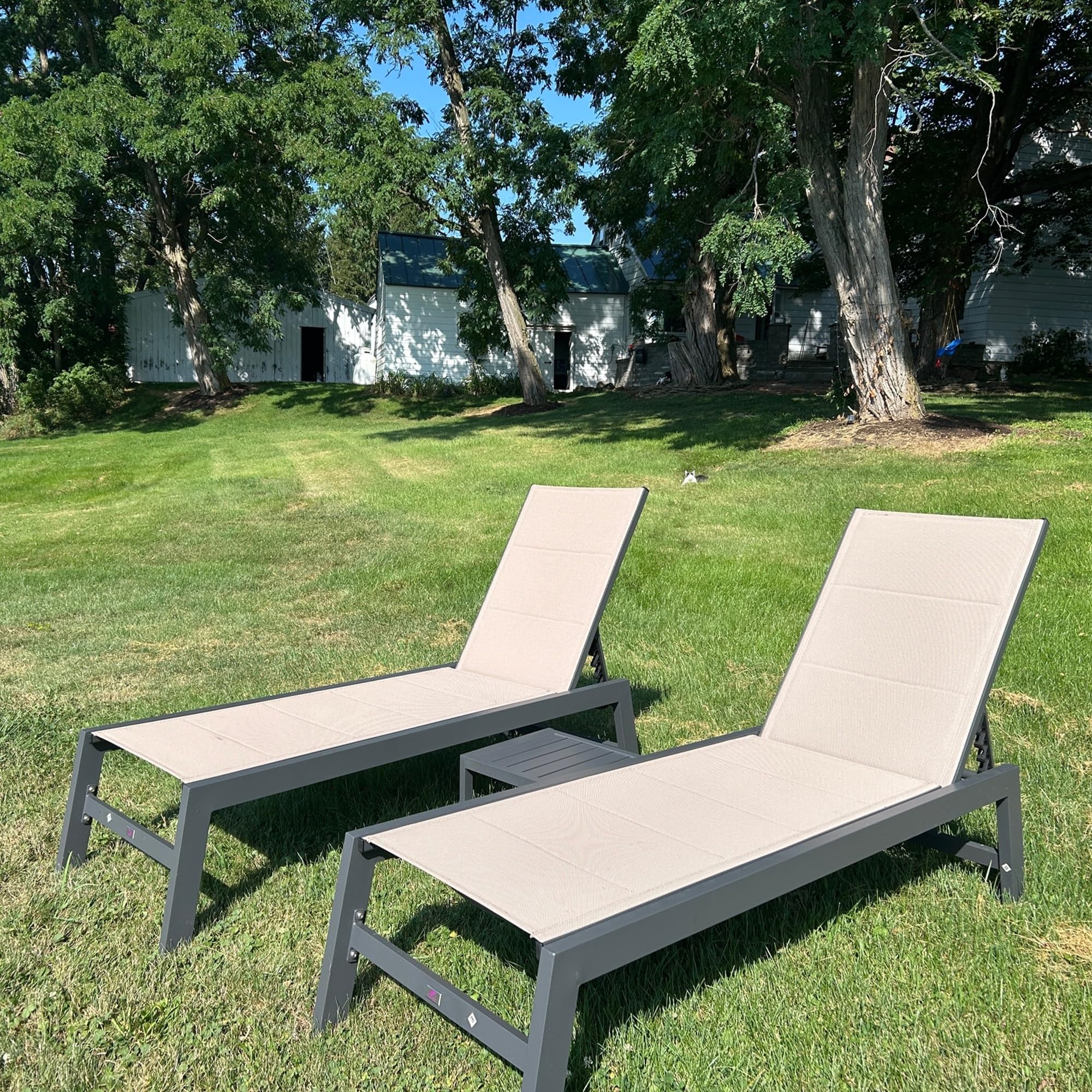 Outdoor Chaise Lounge Set with Table
